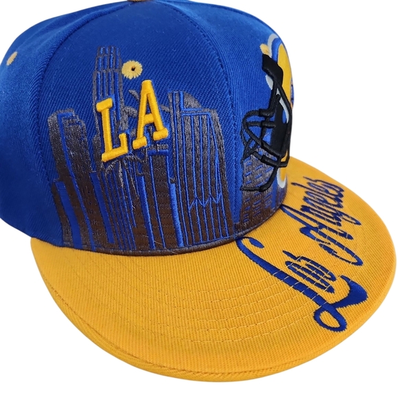 Los Angeles Blue And Yellow Snapback With Football Helmet Logo - Picture 3 of 7